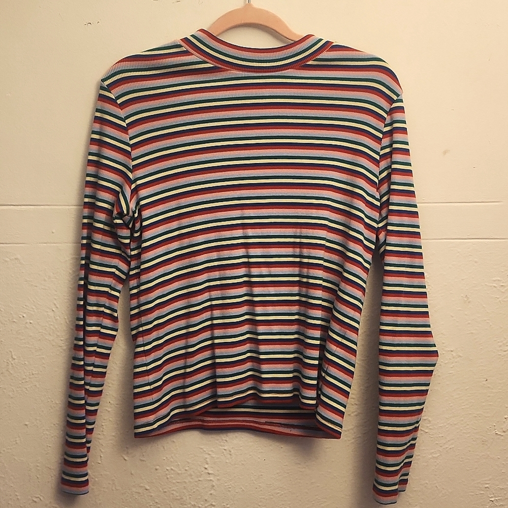 Monki Multicolor Striped Long Sleeve Tee